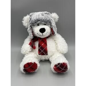 GT Gentle Treasure Plush White Polar Bear In Hat 14” Stuffed Animal